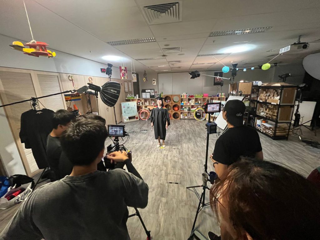 BTS Behind-the-scenes of film crew during video production phase