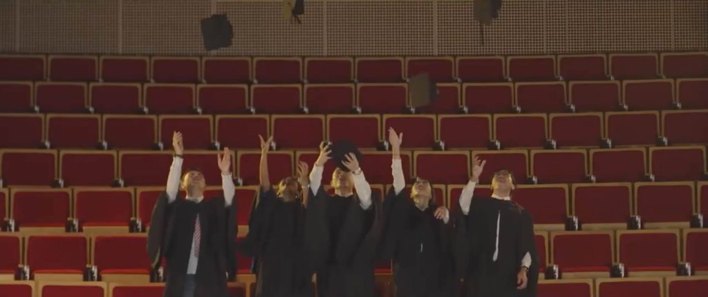 Graduation Hat Toss Shot in Creative Video Production