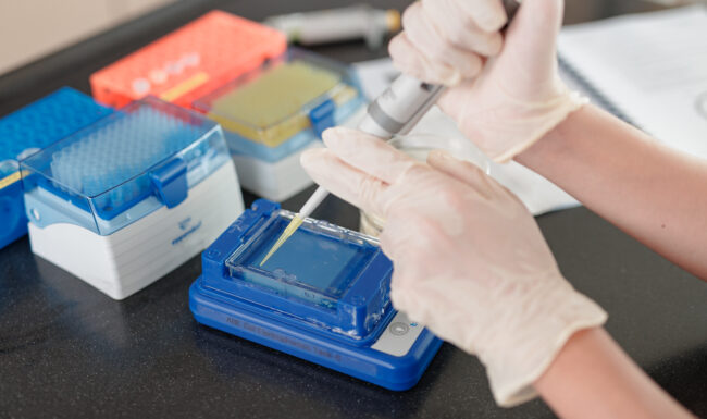 Research conducted in science centre for a corporate photo